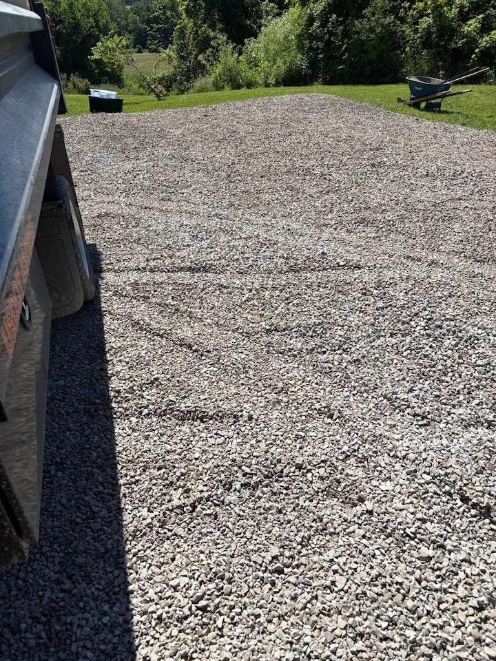 Gravel pack close up showing fresh limestone gravel